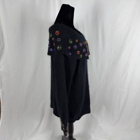 Vintage 80’s IB Diffusion Silk / Angora Holiday Off the Shoulder Sweater - Women - Picture 4 of 7